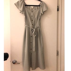 Green & White polka dot dress